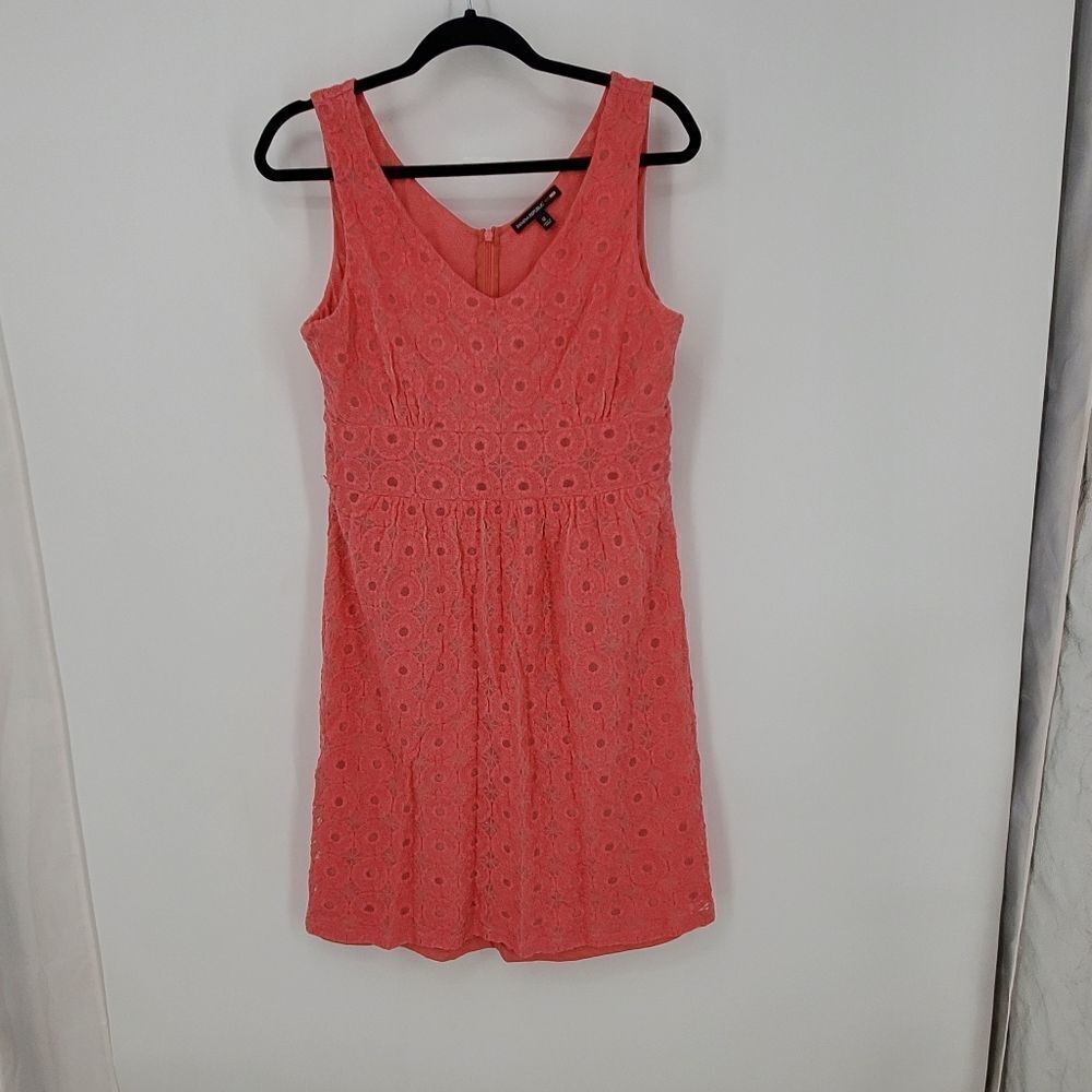 Banana Republic Sleeveless Salmon Lace Back Closure Zip-up Dress Size 12